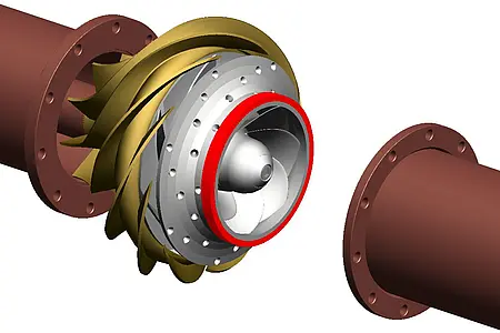 Dreidimensionale Darstellung der untersuchten Pumpenstufe
